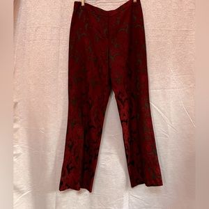 Women’s dress slacks, side zipper. Black and deep red.